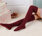 Cotton Thigh High Over Stockings Knee Socks 